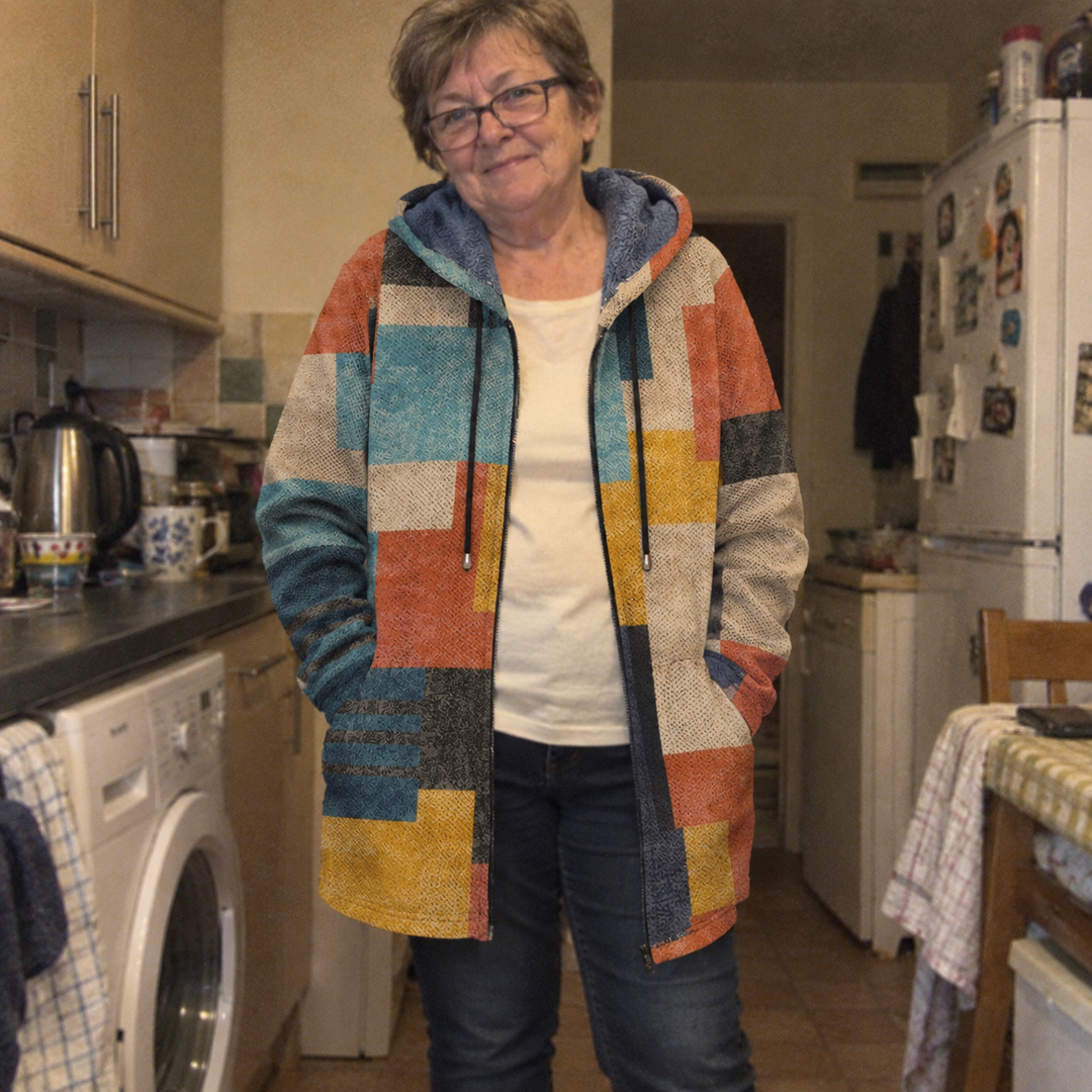 AI-generated illustrative cardigan styling scene 1; fictional models.