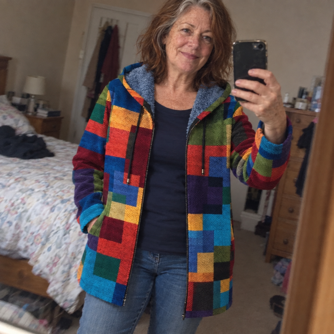 AI-generated illustrative cardigan styling scene 2; fictional models.