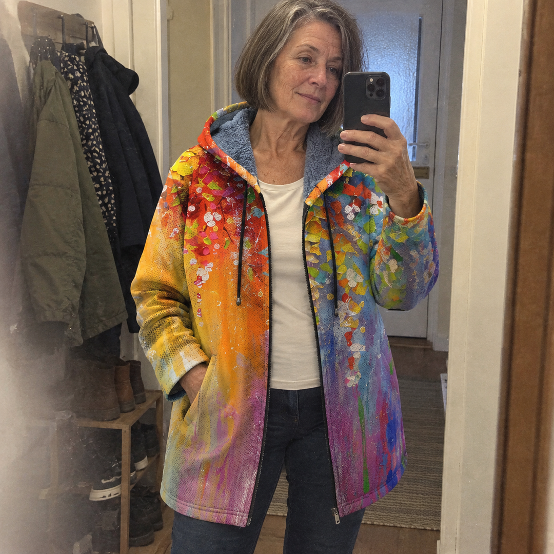 AI-generated illustrative cardigan styling scene 4; fictional models.