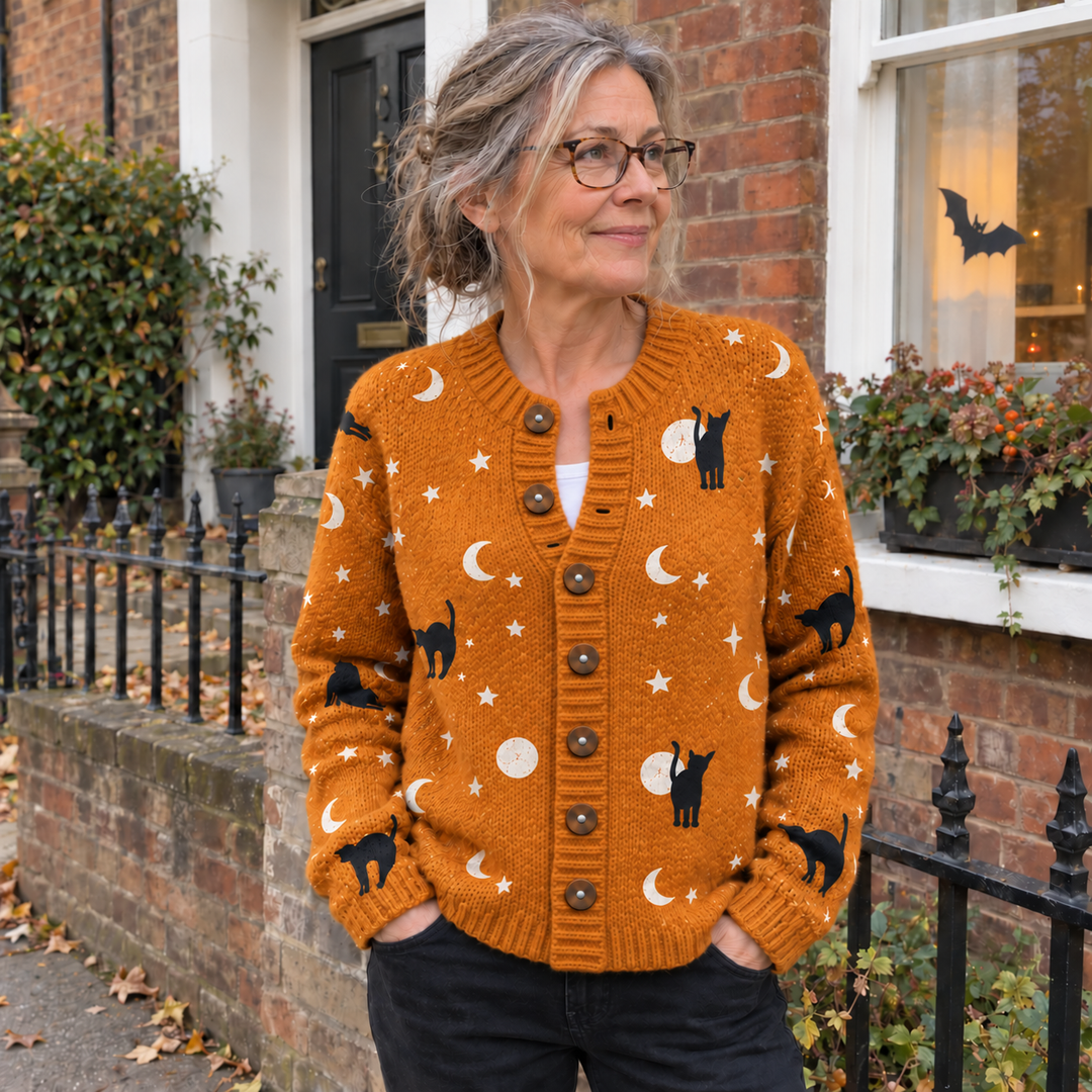 AI-generated illustrative Halloween cardigan scene 5